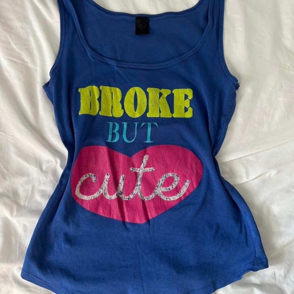 Y2K‎ Summer Beach Broke but cute Graphic tank Size XS-S